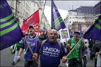 Half-million strong TUC demo, central London, 26 March 2011, against the government's cuts, photo Paul Mattsson