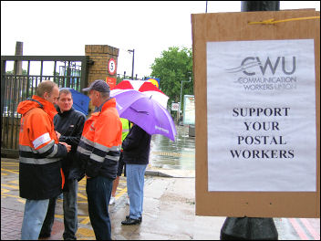 CWU picket line in East London, photo Naomi Byron