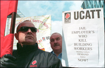 Protest against lack of safety on building sites, photo Paul Mattsson