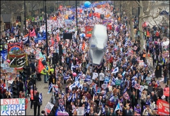 Half-million strong TUC demo, central London, 26 March 2011, against the government's cuts, photo Senan