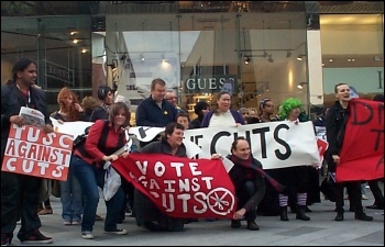 Leicester Youth Fight for Jobs helped organise a protest against Nick Clegg visit, photo Leicester YFFJ