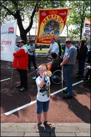 Wales May Day celebrations, with young TUSC supporter, photo Les Woodward