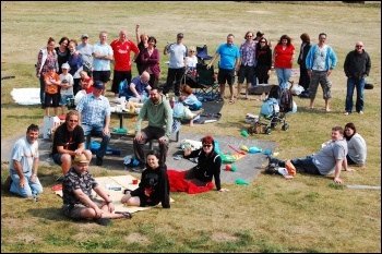 Wales May Day celebrations, with young TUSC supporter, photo Les Woodward