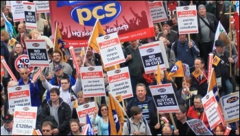 Part of the PCS contingent on the massive 26 March 2011 TUC demonstration, photo Senan