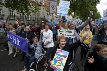  Hardest Hit Protest: Disabled people and their families protest in central London against government spending cuts, photo Paul Mattsson