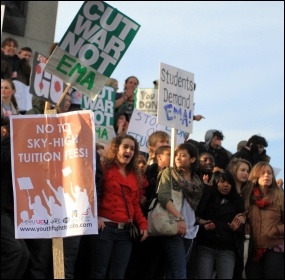 Students protest against tuition fees and the abolition of EMA, photo Senan