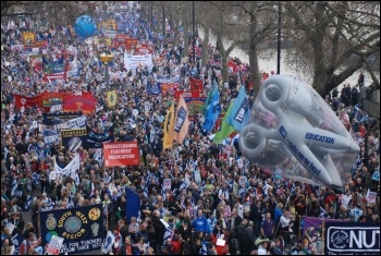 Half a million trade unionists march  on the 26 March TUC demonstration, photo Suzanne Beishon