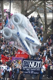Members of the teachers' union NUT on the 26 March TUC demonstration, photo Suzanne Beishon