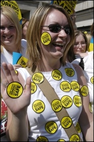 Marching against NHS cuts and privatisation - protest by Royal College of Nurses (RCN) in 2006, photo Paul Mattsson