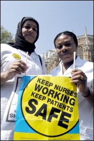 Marching against NHS cuts and privatisation - protest by Royal College of Nurses (RCN) in 2006, photo Paul Mattsson