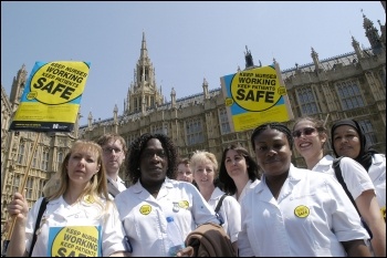 Marching against NHS cuts and privatisation - protest by Royal College of Nurses (RCN) in 2006, photo Paul Mattsson