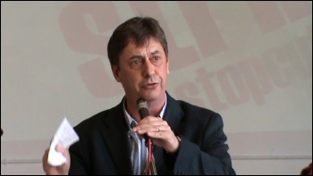 Chris Baugh, PCS Assistant General Secretary, speaking at National Shop Stewards Network Conference June 2011, photo by  Socialist Party