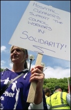 Over 1,000 council workers, striking Medirest cleaners and others marched through Southampton on 13 June in a powerful show of solidarity against vicious council cuts and the scandalous consequence of the private sector in the NHS , photo Paul Mattsson