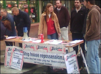 Housing campaign: Cardiff Socialist Party campaigning to stop house repossessions, photo SP Wales