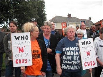 AEI Cables, sacked workers protesting, June 2011, photo Elaine Brunskill