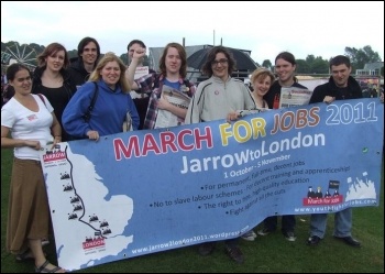Support for Jarrow March at the Durham Miners' Gala, photo Northern Region SP
