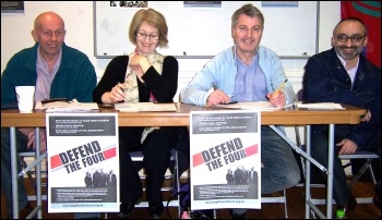 Defend the Four protest lobby against Unison outside Congress House , photo by B. Severn