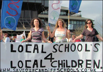 Cardiff parents beat council cuts in 2006, photo Socialist Party Wales