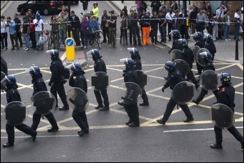 Riot police in Hackney, August 2011, photo Paul Mattsson