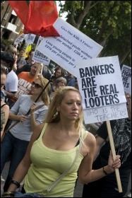 Bankers are the real looters - Hackney - Tottenham demo after the riots, photo Paul Mattsson
