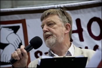 Socialist Pary councillor Dave Nellist addresses National Shop Stewards Network demonstration to lobby the TUC 11 September 201, photo Paul Mattsson