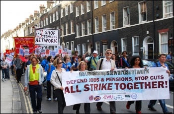 National Shop Stewards Network demonstration to lobby the TUC, photo Sujeeth