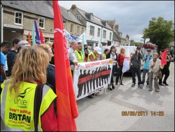 Youth workers' strike and lobby, Witney, 9.9.11, photo John Gilman