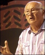 Peter Taaffe speaking at a Merseyside Socialist Party meeting , photo Harry Smith 