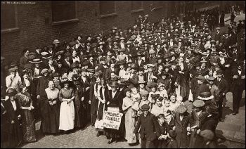 Women workers striking against povety wages in Bermondsey in 1911 , photo TUC library collections