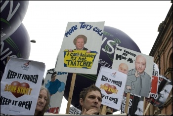 Demonstration at start of Tory Party conference, 2.10.11, photo Paul Mattsson