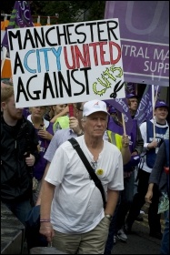 Demonstration at start of Tory Party conference, 2.10.11, photo Paul Mattsson