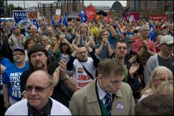 TUC demo in Manchester at start of Tory Party conference, 2.10.11, photo Paul Mattsson