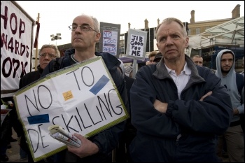 The sixth London protest of construction electricians at Kings Cross Project against de-skilliing in the industry and threats by the employers to withdraw from the Joint Industry (JIB) Board agreement, photo Paul Mattsson