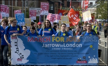 Youth Fight for Jobs Jarrow March 2011 launch demonstration in Jarrow, photo Paul Mattsson