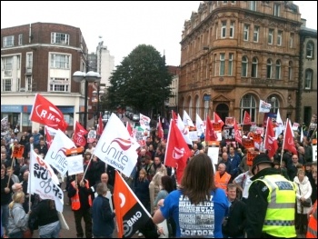 700 strong march in Hull with Youth Fight for Jobs Jarrow Marchers and workers from BAE in Brough, photo by Paul Callanan