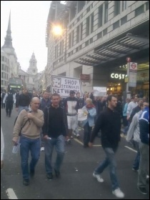 Electricians and supporters marching in London, 12.10.11, Rob Williams