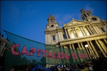 Anti-capitalist protest outside St Pauls in London following the Wall Street protests - We are the 99%, photo Paul Mattsson