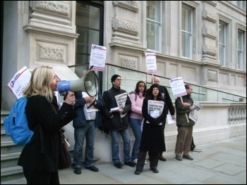 Protesting outside the Kazakhstan Business Forum, London, 20.10.11, Naomi Byron