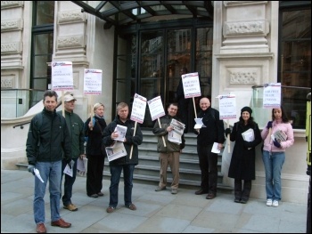 Protesting outside the Kazakhstan Business Forum, London, 20.10.11, Naomi Byron