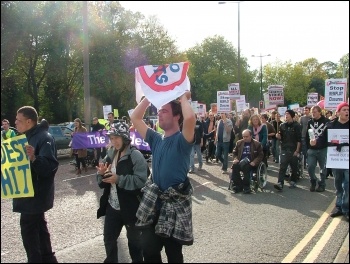 Hardest Hit demo, Cardiff, 22.10.11, Cardiff Socialist Party