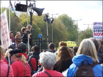 Boyd Clack speaking at Hardest Hit demo, Cardiff, 22.10.11, Cardiff Socialist Party