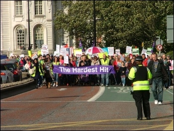 Hardest Hit demo, Cardiff, 22.10.11, Cardiff Socialist Party