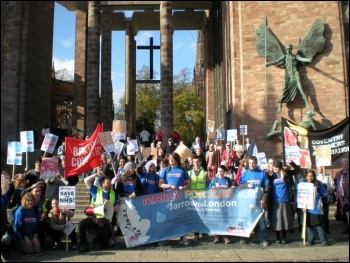 Youth Fight for Jobs Jarrow March 2011 arrives in Coventry, photo by Lenny Shail