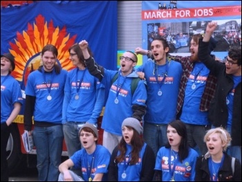 Jarrow marchers in Trafalgar Square, London, 5.11.11, photo  Socialist Party