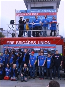 Jarrow marchers in Trafalgar Square, 5.11.11