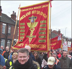 Demonstration in support of the Burslem 12 victimised postal workers, photo Stoke Socialist Party
