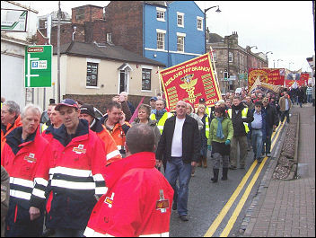 Demonstration in support of the Burslem 12 victimised postal workers, photo Stoke Socialist Party
