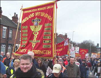 Demonstration in support of the Burslem 12 victimised postal workers, photo Stoke Socialist Party