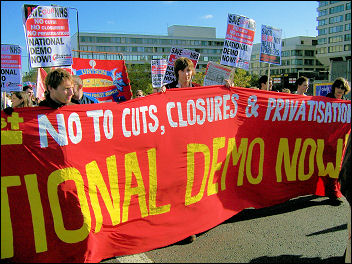 March to TUC NHS lobby of parliament calling for a national demonstration in 2006, photo Paul Mattsson