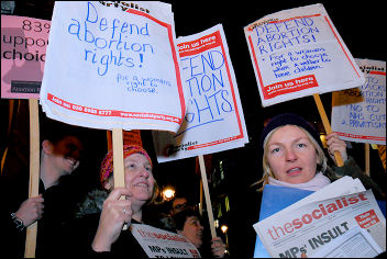 Picket of Tory MP Ann Widdecombe's anti-abortion meeting 6 February 2008, photo Paul Mattsson